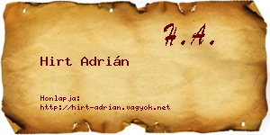 Hirt Adrián névjegykártya